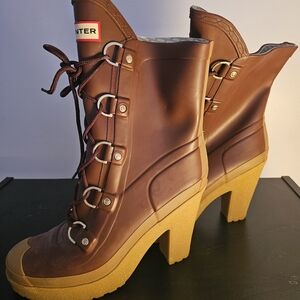Hunter Women's Brown High-Heeled Winter Boots